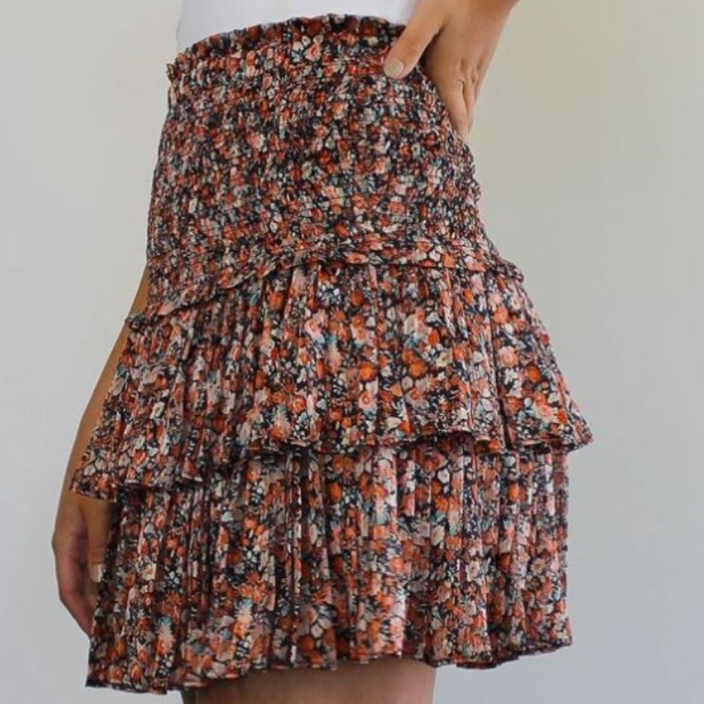 Boutique floral, layered mini skirt, small, MSRP $65